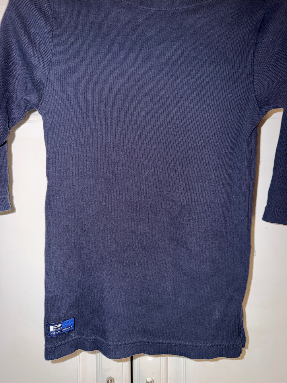 Polo Sport Navy Ribbed 3/4 Sleeve Top